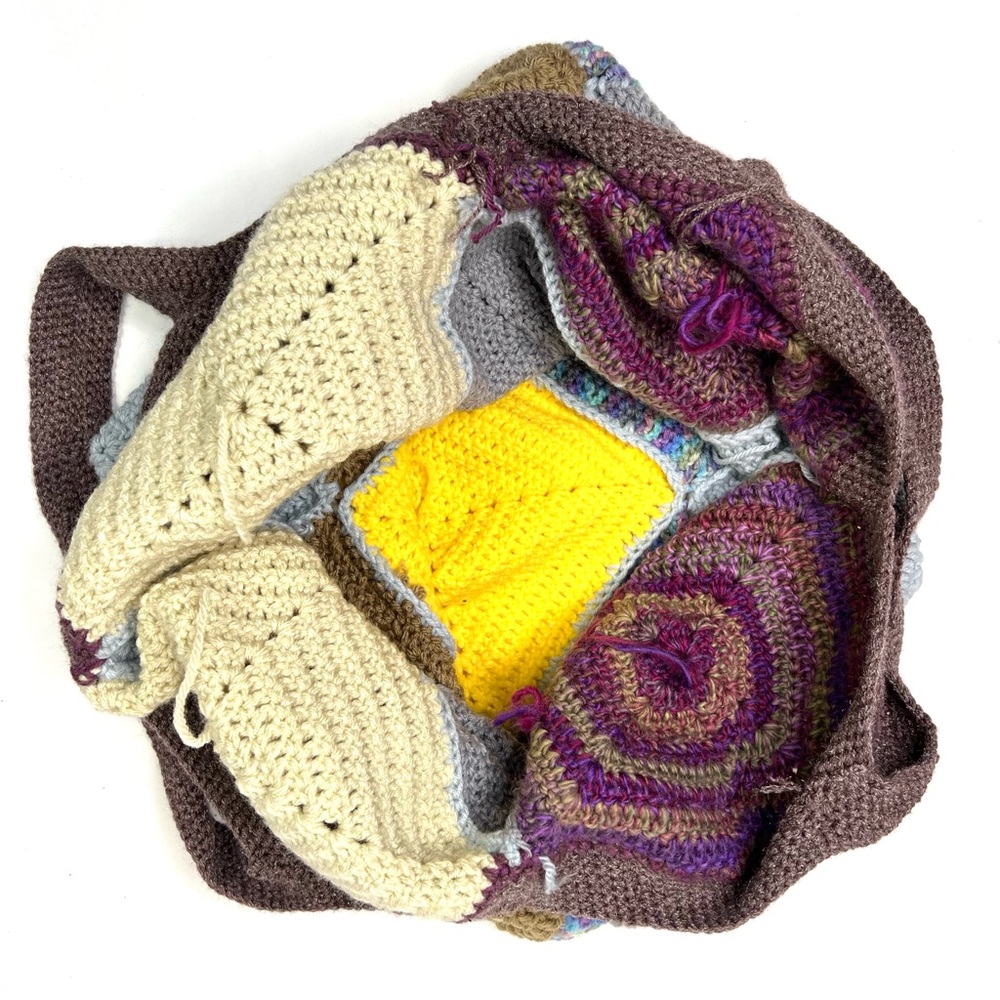 Unique Handmade Crochet Granny Square Large Tote Bag - Picture 10 of 13